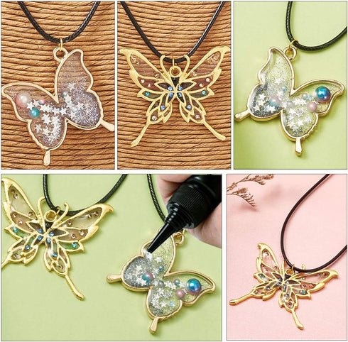 Assorted Style Open Back Bezel Charms Metal Hollow Frame Pendants Pressed Flower Charms for DIY UV Resin Jewelry Making...