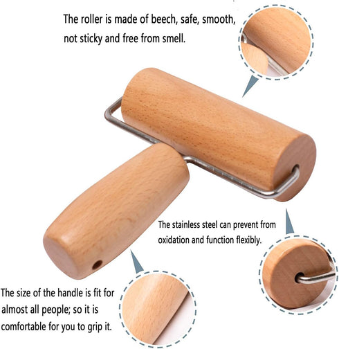 Whaline Wood Pastry Pizza Roller 2 Pieces Non Stick Wooden Rolling Pin for Home, Kitchen Baking Cooking Easy to Handle (T-Maple and H-Maple)...