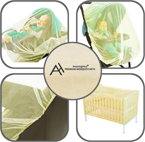 Mosquito Insect Net for Crib, Cot Bed with Zipper - Crib Climbing Prevention & Pet Barrier - Color: Peach (Stroller Net)...