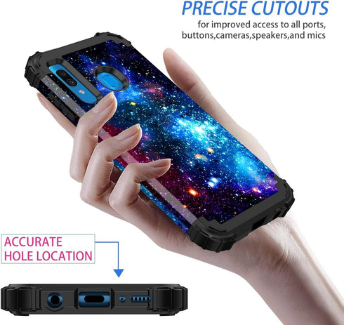 Miqala for Galaxy A20/A30/A50 Case,Shiny in The Dark Three Layer Heavy Duty Shockproof Hard Plastic Bumper +Soft Silicone Rubber Protective Case f...