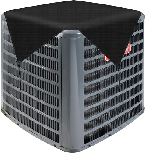 Patio Outdoor AC Unit Cover Outside for Winter Air Conditioner Compressor Top Cover Keep Debris Leaves Out with Bungee Cords 28"x28" Solid Black...