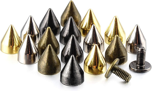 100 Sets 9MM Mixed Color Spikes and Studs Metal Bullet Cone Spikes Screw Back Leather Craft Rapid Rivet Screws Punk Studs and Spikes for Clothing ...