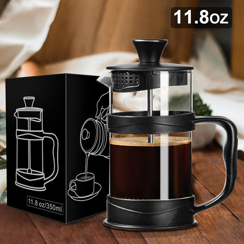 PARACITY French Press Coffee/Tea Maker, Camping Mini Coffee/Tea Press of 304 Stainless Steel Filter and Heat Resistant Glass, Cold Brew Coffee Mak...