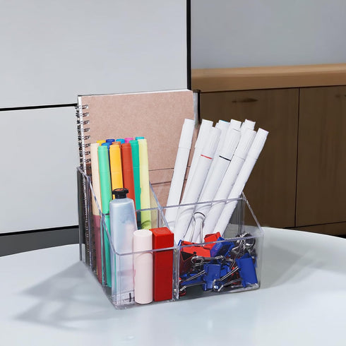 Acrylic Desk Organizers, Clear Pen Holder and Pencil Holder Display Stand for Office, School and Home...