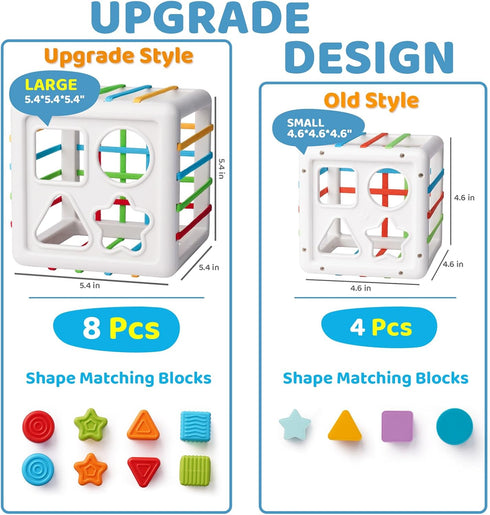 LiKee Ultra-Large Shape Sorter Baby Toys Include 8pcs Sensory Pieces, Toddler Toys for Age 1-2 Boys Girl Birthday, Infant Montessori Toys Bins for...