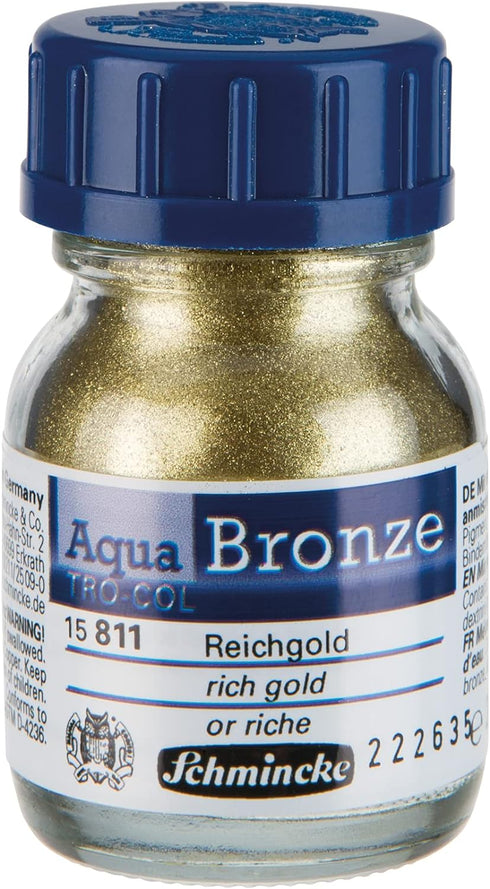 Schmincke - Aqua-Bronze, rich gold, 20 ml, 15 811 032, shiny metallic effects on gouache and watercolor paintings, paper, cardboard, painting boar...