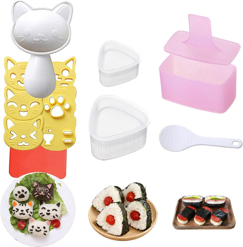 Rice Ball Maker - 3 Pack Onigiri & Sushi Mold Kit for Kids - Triangle Musubi Maker Press for Bento Box Accessories...