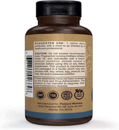 Pomona Wellness Zinc Supplements For Adults, 50mg, Skin Health And Immune Support, Easy To Swallow, For Antioxidant And Overall Health, Vegan, Non...