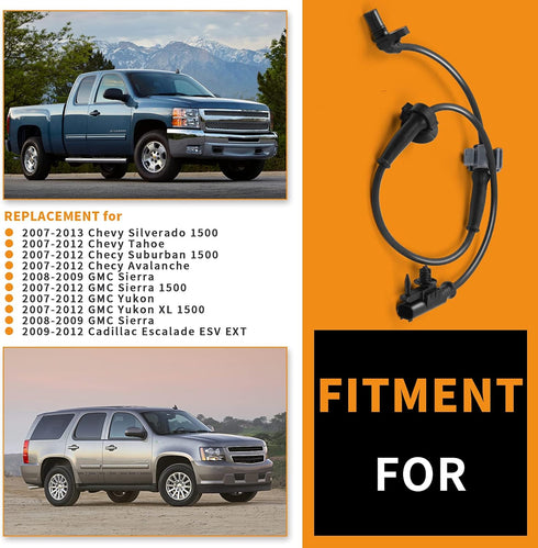 MIKKUPPA ABS Wheel Speed Sensor, 15229012 Front Side Replacement for 07-13 Chevy Silverado 1500 Tahoe Suburban 1500, 07-12 GMC Yukon Sierra...