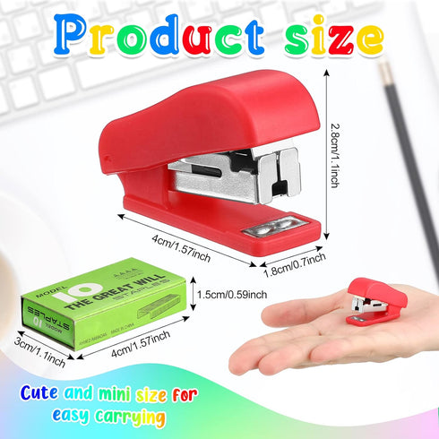 Mini Stapler with Staples, Portable Small Stapler, Multicolor Kids Stapler, Hand Held Desk Staplers, Cute Office Supply Set for Office School Coll...
