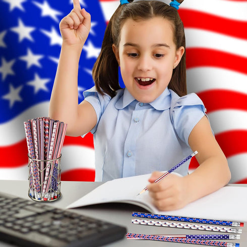 American Flag Pencils Wooden Patriotic Pencils for 4th of July USA Independence Day Parades Party Favors School Office Supplies (72 Pieces)...