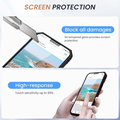 Goton for iPhone 14 & iPhone 13 Case with Screen Protector - Slide Camera Cover Phone Case with Ring Stand, Heavy Duty Military Grade Shockproof R...