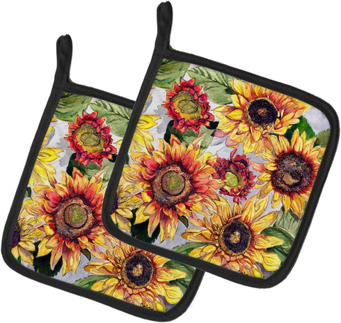 Caroline's Treasures 8766PTHD Sunflowers Pair of Pot Holders Kitchen Heat Resistant Pot Holders Sets Oven Hot Pads for Cooking Baking BBQ, 7 1/2 x...