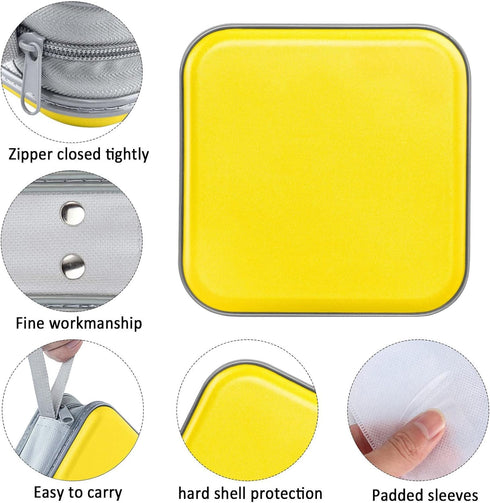 CD Case, 40 Capacity CD/DVD Case Holders Wallet Hard Plastic DVD Disc Cases Storage Binder for Car Home Office Travel (Yellow)...