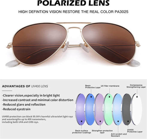 Pro Acme Classic Polarized Aviator Sunglasses for Men and Women UV400 Protection...