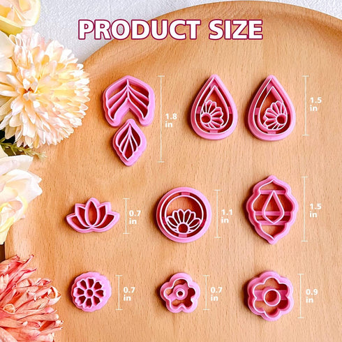 KEOKER Polymer Clay Cutters, Spring Floral Clay Cutters, Polymer Clay Cutters for Earrings Jewelry Making, 10 Shapes Flower Clay Earrings Cutters ...