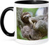 3dRose Brown-Throated Sloth Wildlife, Corcovado Costa Rica-SA22 JGS0021-Jim Goldstein Two Tone Mug, 11 oz, Black/White...