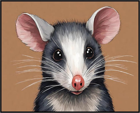 Posterizer 1 pcs- Portrait of a possum with pastel orange background-Art for Animal Lovers- Gift for Men Women Entrepreneur Teens-Decor for Home &...