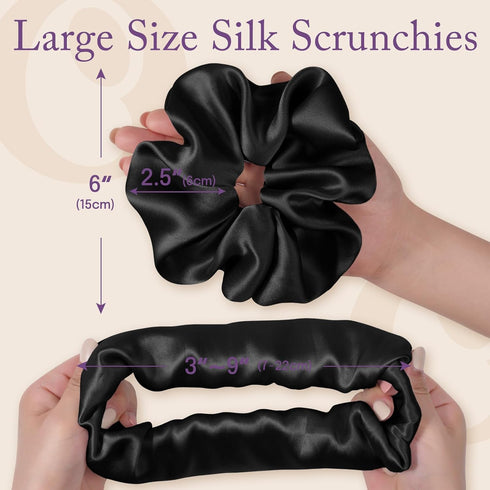 OLESILK Silk Scrunchies Oversized 100% Mulberry - Large for Women Thick Curly Hair Care, Smooth Hair-Ties No Damage for Sleep...