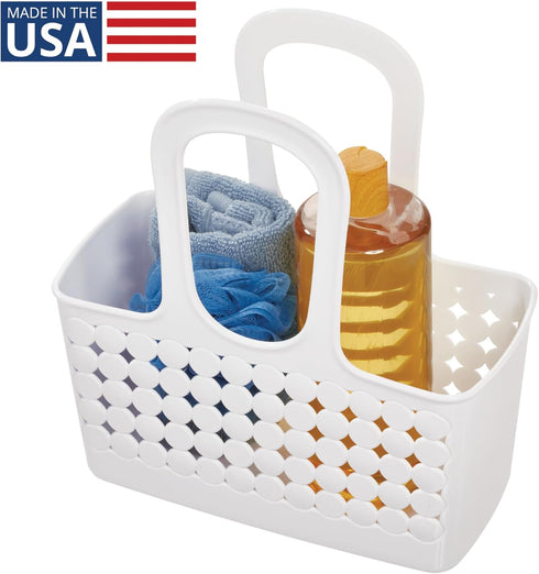 iDesign Portable Plastic Shower Tote Caddy with Handle for College Dorm or Bathroom - White - Made in USA...