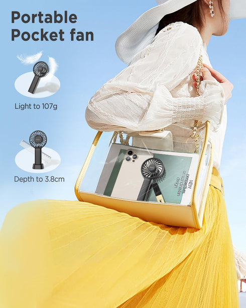 EasyAcc Mini Portable Fan Handheld Fan, 3 Speed USB C Rechargeable Battery Operated Mini Pocket Personal Lash Fan with Lanyard Base Cooling Desk F...