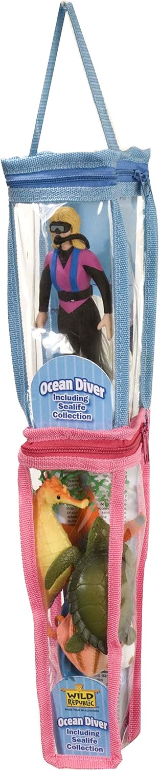 Wild Republic Female Action Figure Diver Tube, Ocean Toys, Under The Sea Party Favors, Zip Closure Packaging, 7-Pieces...