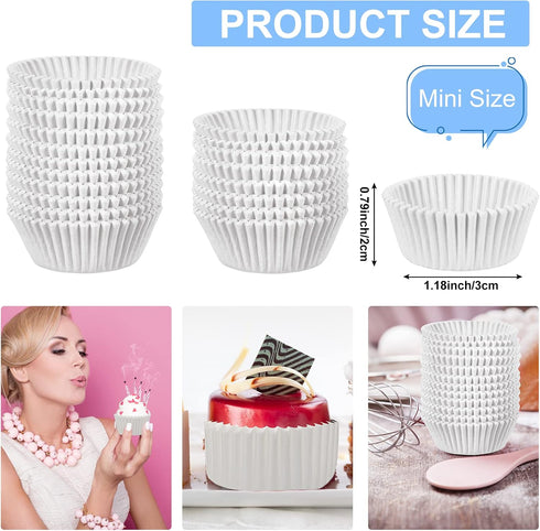 1000 Count Cupcake Liners for Baking Liners Paper Cupcake Wrappers Bulk Cup Cake Cases Muffin Baking Paper Cups for Candy Cooking (White,1.18 x 0....