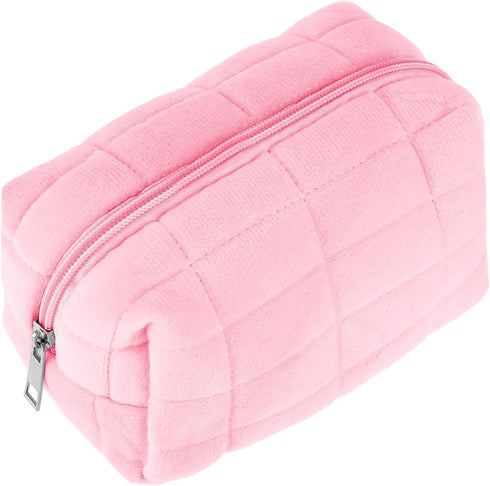 Sibba Makeup Bag Small Zippered Toiletry Organizer Make Up Travel Traveling Cosmetic Storage Case Skincare Cute Fluffy Polyester Purse Brush Set P...