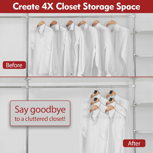 Hangers Space Saving 30Pcs, Upgrade 40Lb(Max) Heavy Duty Hanger Hooks Space Saver, Space Saving Hangers for Clothes Hanger Connector Hooks, Plasti...