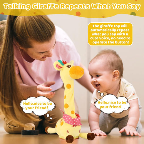 Emoin Giraffe Stuffed Animal Baby Toys 6 to 12 months Giraffe Toys Singing 10 Children's Songs Dancing Giraffe Light Up Toys Repeat What You Say G...