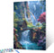 Tropical Mountain Forest Paint by Numbers Kits 16x20 inch Canvas Waterfall with Rainbow DIY Oil Painting for Kids, Adults Beginner Wooden House Pa...