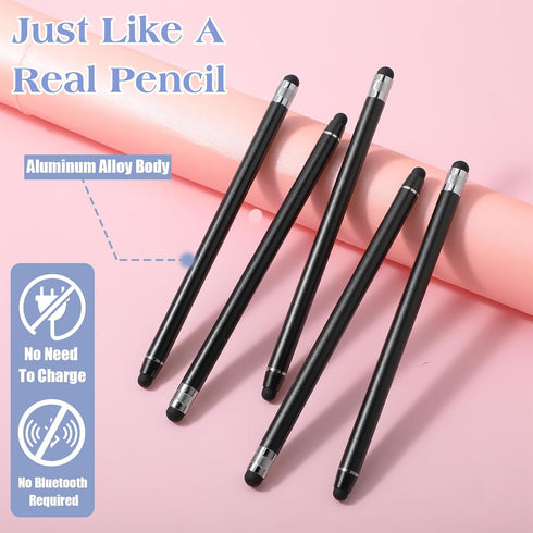 5 Pack Dual-end Stylus Pens for Touch Screens, High Sensitivity Silicone Stylus Drawing Stylus Pens Compatible for Smartphones and Tablets All Uni...