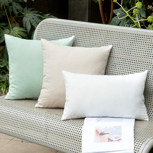 MIULEE Pack of 2 Decorative Outdoor Solid Waterproof Throw Pillow Covers Faux Linen Garden Farmhouse Cushion Cases for Patio Tent Balcony Couch So...