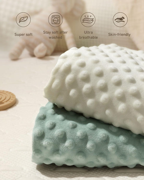 Changing Pad Cover, Ultra Soft Minky Dots Plush Changing Table Covers for Baby Girls and Boys, 2 Pack (Roman Green & Lily White)...