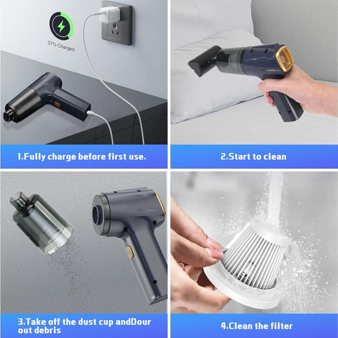 Car Vacuum Cleaner High Power,Wireless Handheld Car Vacuum Cleaner 12000PA Suction,Cordless Hoover Vacuum for Car with Multifunctional Brush Head ...