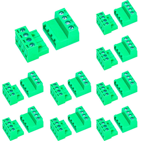 10 Set 5.08mm 4 Pin Male & Female Phoenix Type Connector No Soldering Green PCB Screw Terminal Block 4 Pole...