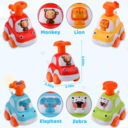 Animal Car Toys, 4 Pack Press and Go Toddler Toy Cars, Inertia Toy Cars for Toddlers 1-3, Baby Toys for 18+ Months Year Old Boy Girl's Birthday Gi...