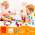 Montessori Toys for 2 3 4 Year Old Wooden Shape Matching Game & Lacing Beads Preschool Learning Activities Fine Motor Skills Toys Sorting Stacking...
