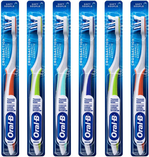 Oral-B CrossAction Compact Toothbrush, 23 Soft (Colors Vary) - Pack of 6...