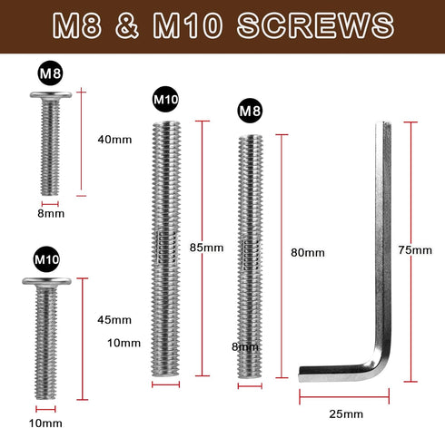 ChengFu Cat Scratching Post Replacement M10 Screws?M10 and M8 Screws for Cat Scratching Post with Allen Wrench 4PCS Threaded Bolt and 4PCS Screws,...