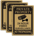 3 Pack Private Property No Trespassing Sign, 24 Hours Video Surveillance Warning Sign | 10" x 7" Rust Free Aluminum Easy Mounting Fade Resistance....