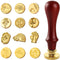 12 PCS Wax Seal Stamp Set, Brass Wax Stamp Heads and Wooden Handle, Vintage Retro Classical Wax Sealing Stamp Crafts Wax Seal Stamp Kit with Box f...