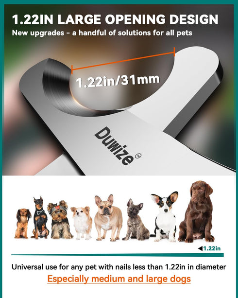 Dog Nail Clippers - All Steel Material, 1.22-Inch Large Opening, Built-in Spring, No Fur Pinch, for Medium to Large Dogs and Cats, Professional Pe...
