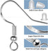 925 Sterling Silver Plated Earring Hooks 150 PCS/75 Pairs,Ear Wires Fish Hooks,500pcs Hypoallergenic Earring Making kit with Jump Rings and Clear ...