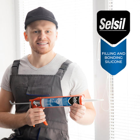 Selsil Clear 100% Silicone Sealant - Filling and Bonding Silicone Caulk - Clear Silicone Sealant Waterproof - Clear Sealant - Great Elasticity, So...