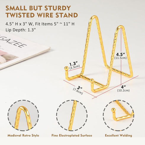 Plate Holder Easel Display Stand - 4.5 Inch Twisted Metal Wire Plate Stands - Picture Frame Stand - Tabletop Easels for Display Decorative Plates ...