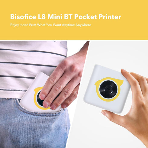 Bisofice Pocket Printer Wireless Bluetooth Thermal Printers, Label Maker, for DIY, Photo Printing, Study Notes, Journal, Work Plan, Inkless Smart ...