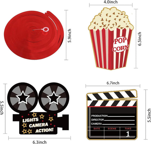 36Ct Movie Night Party Decorations Hanging Swirls - Movie Theater Themed Bridal Shower/Birthday Party Supplies Film Backdrop...