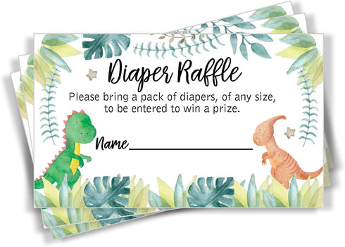 All Ewired Up 50 Dinosaur Diaper Raffle Tickets Diaper Raffle Ticket Lottery Insert Cards Baby Shower Invitations, Supplies and Games for Baby Rev...