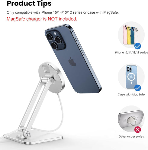 CreaDream Phone Stand for MagSafe Charger, Foldable Adjustable Charging Stands Holder for Desk, Compatible with iPhone 15 14 13 12 Pro Max, Pro, P...